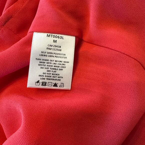 Miss Me Red Pleated Tassel Tie Blouse Size M Boho Festival Top Flowy Sheer - Picture 11 of 11